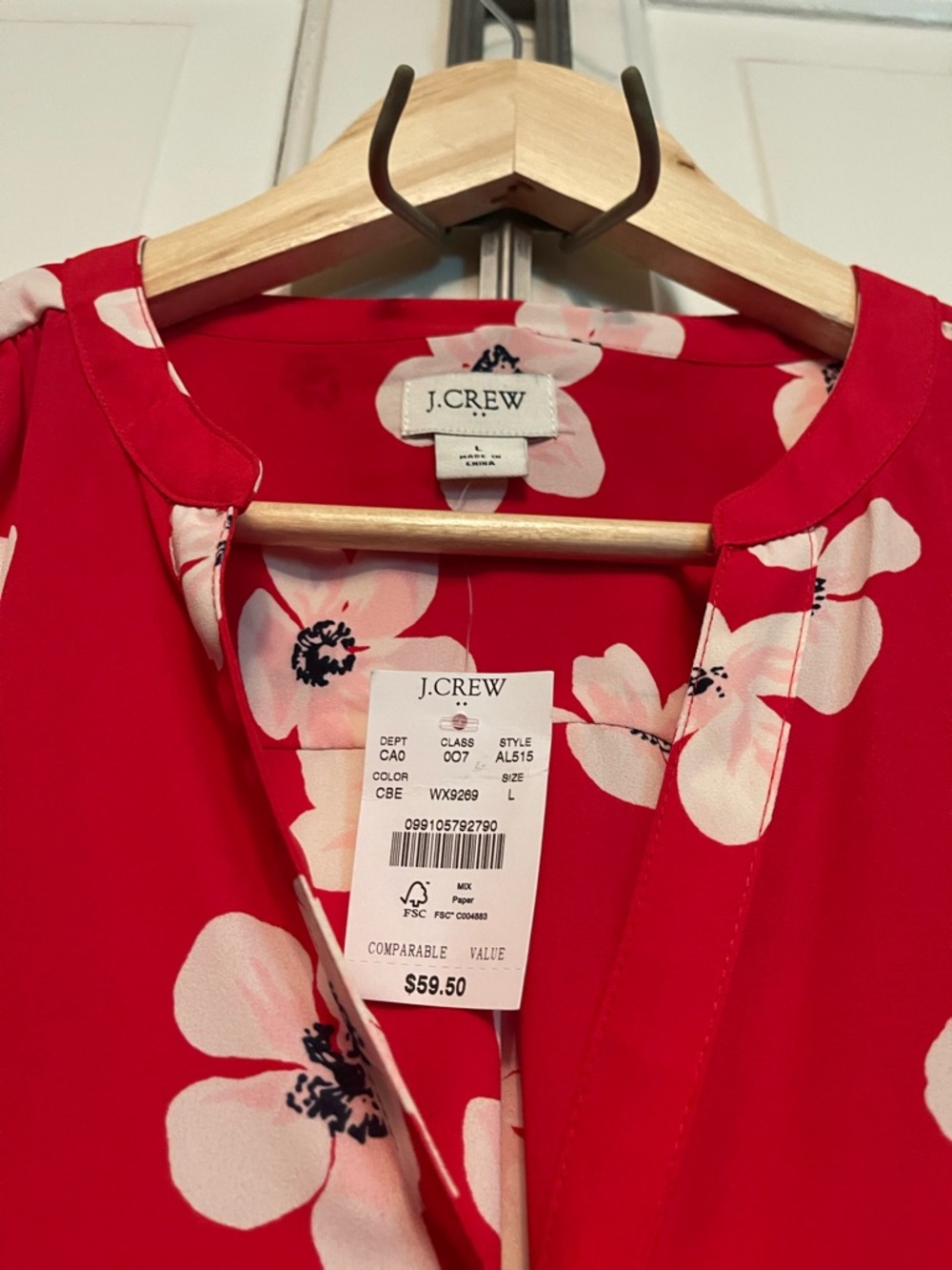 J. Crew Red Floral Button-Front Blouse - Picture 4 of 7